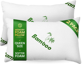 Sleepavo memory foam pillow queen 2-pack—soft, supportive, ideal for multiple sleep styles.