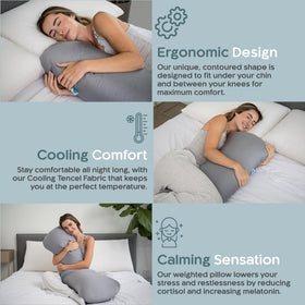Contoured SleepCloud design fits under chin and between knees for comfort.