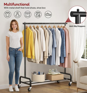 SLEEPING LAMB wardrobe rack in a bedroom setup shows organized closet expansion.