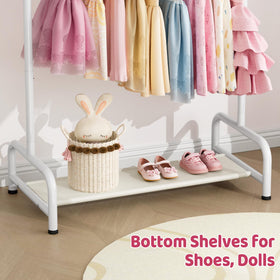 Sleeping Lamb clothing rack anti-tip base detail conveys sturdy, safe design.