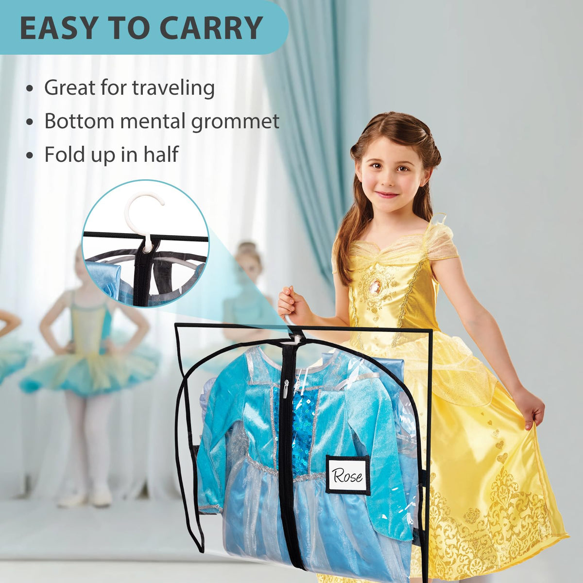 Sleeping Lamb dance bag compatible with adult hangers for multiple outfits