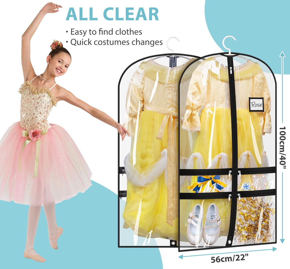 Sleeping Lamb kids dance costume bag with four pockets for organized accessories