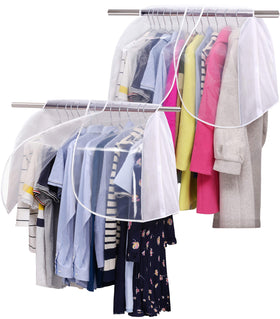 Sleeping Lamb hanging closet cover shields garments from dust and damage.
