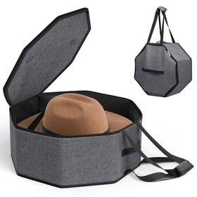Sleeping Lamb large hat box gray front view protecting wide-brim hats during travel