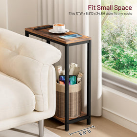 Sleeping Lamb 2-tier end table with open shelves for easy access storage.