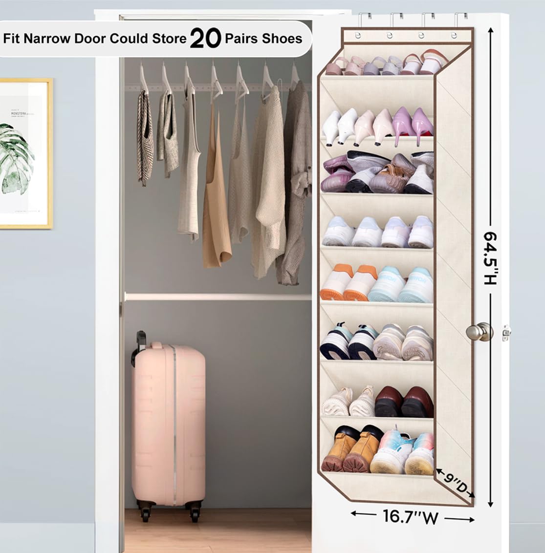Sleeping Lamb over the door shoe organizer deep pockets hold multiple pairs neatly