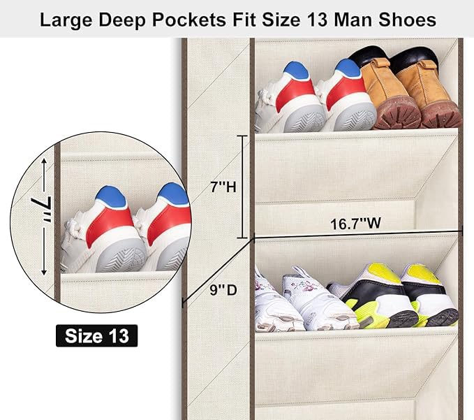 Sleeping Lamb over the door shoe organizer eight shelves maximize capacity