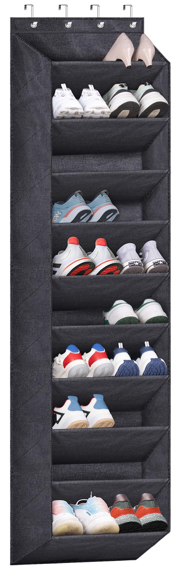 Sleeping Lamb over-the-door shoe organizer with large deep pockets for clutter-free entryway.