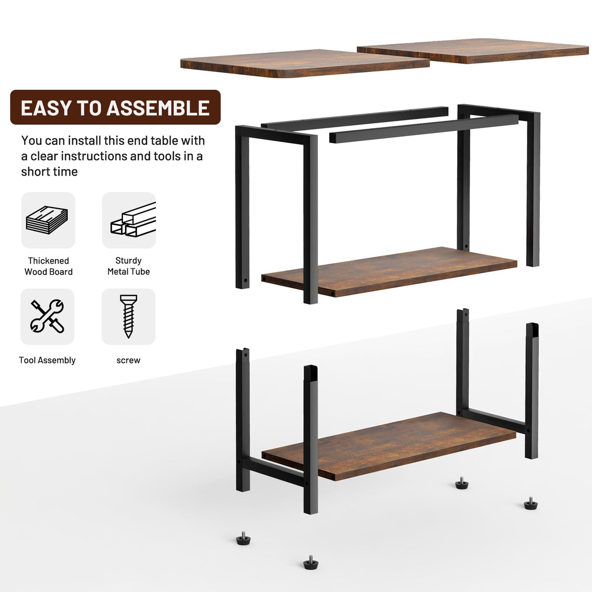 Sleeping Lamb side table assembly ease highlights quick setup with labeled parts.