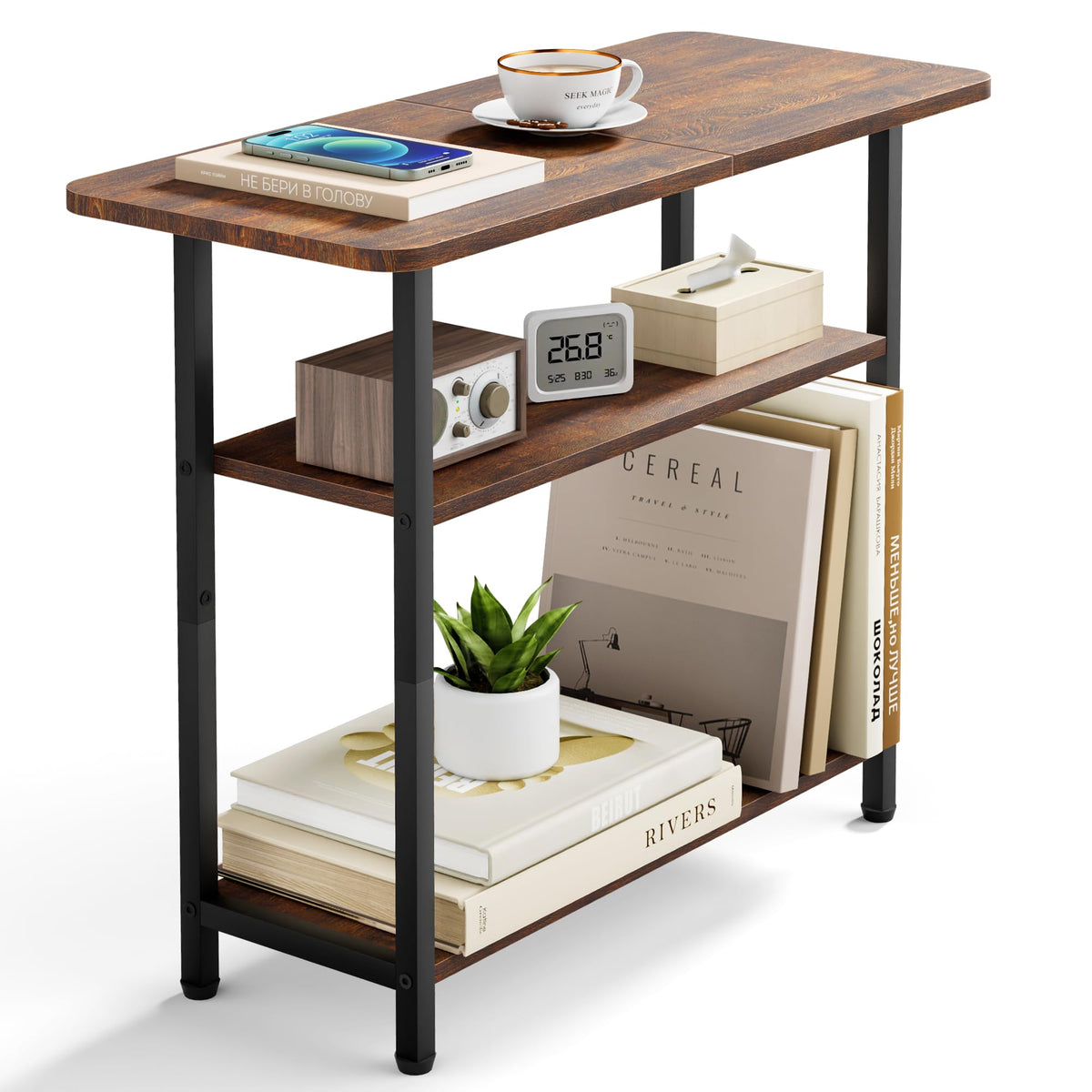 Sleeping Lamb side table compact dimensions showcase space-saving design for small rooms.