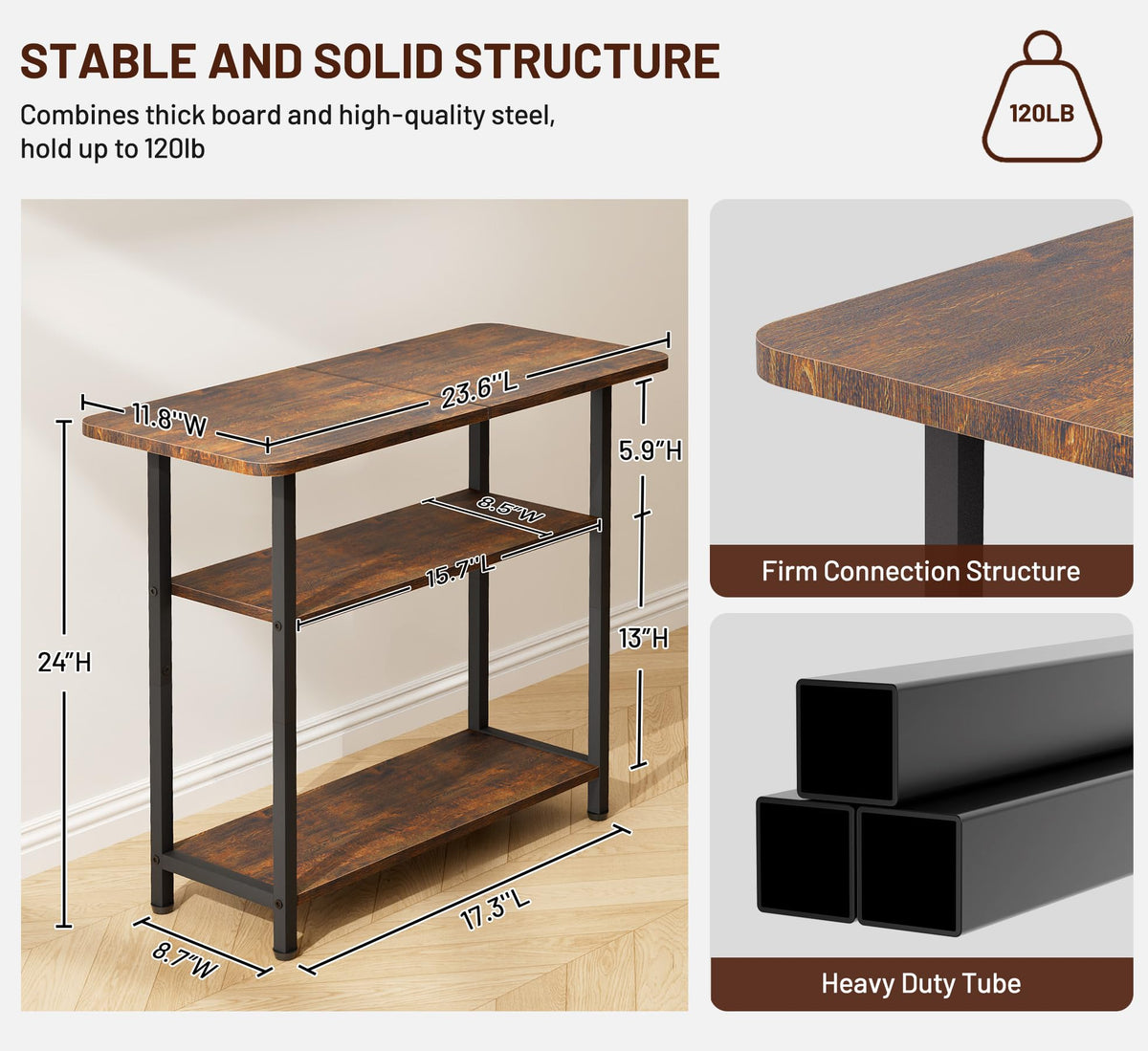 Sleeping Lamb side table solid wood shelves add natural texture and strength.