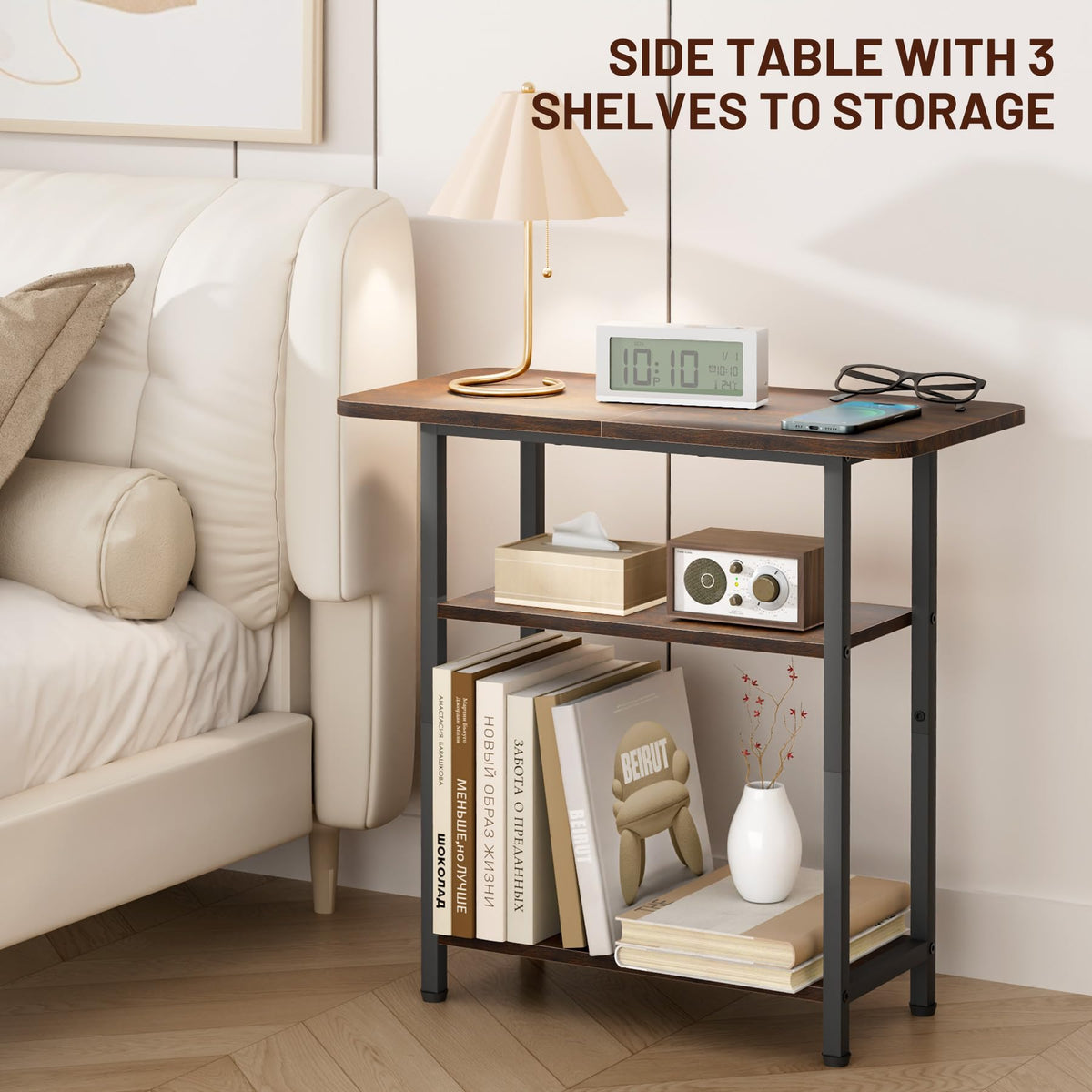 Sleeping Lamb side table steel frame provides lasting stability and reliable support.