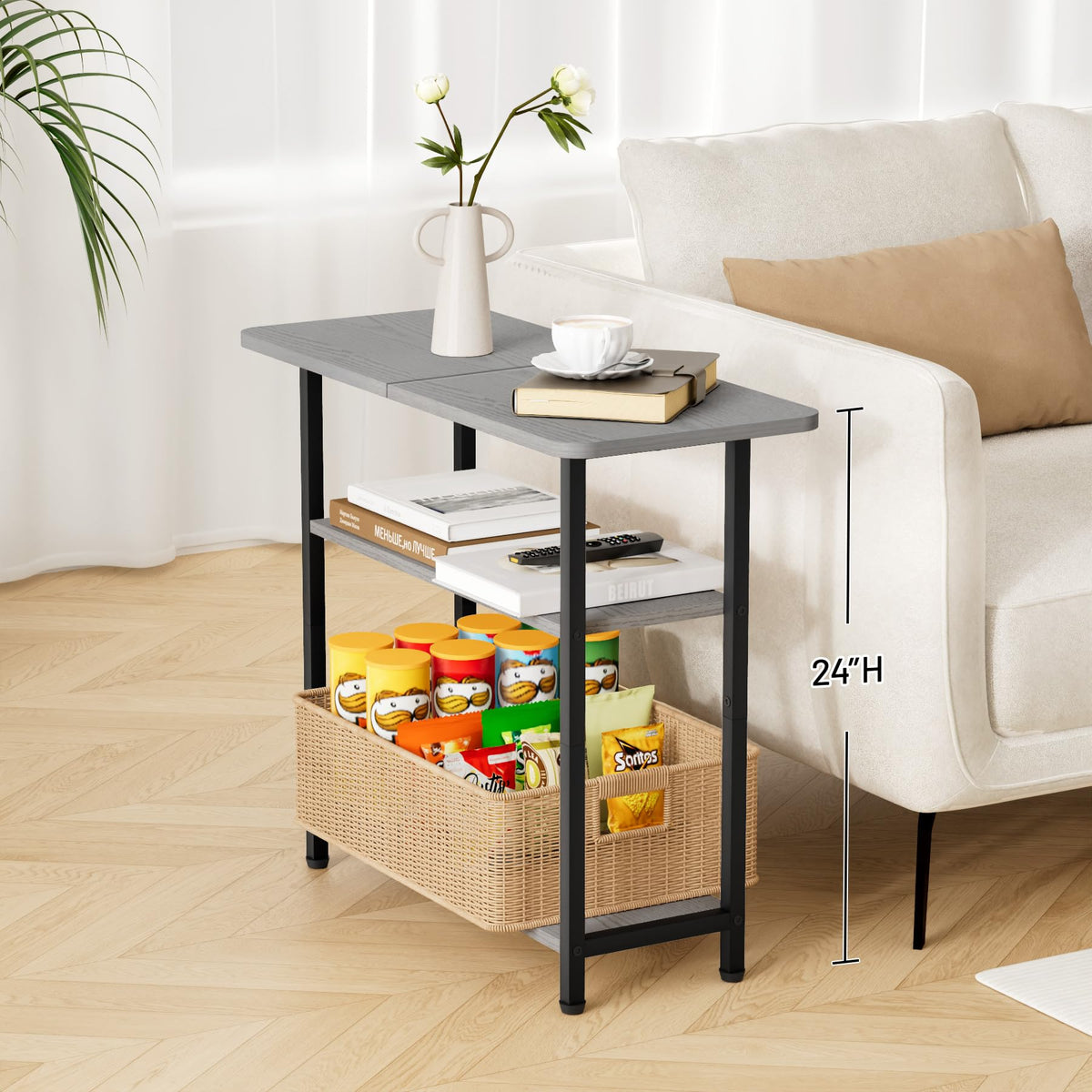 SLEEPING LAMB three-tier storage keeps daily essentials organized and reachable