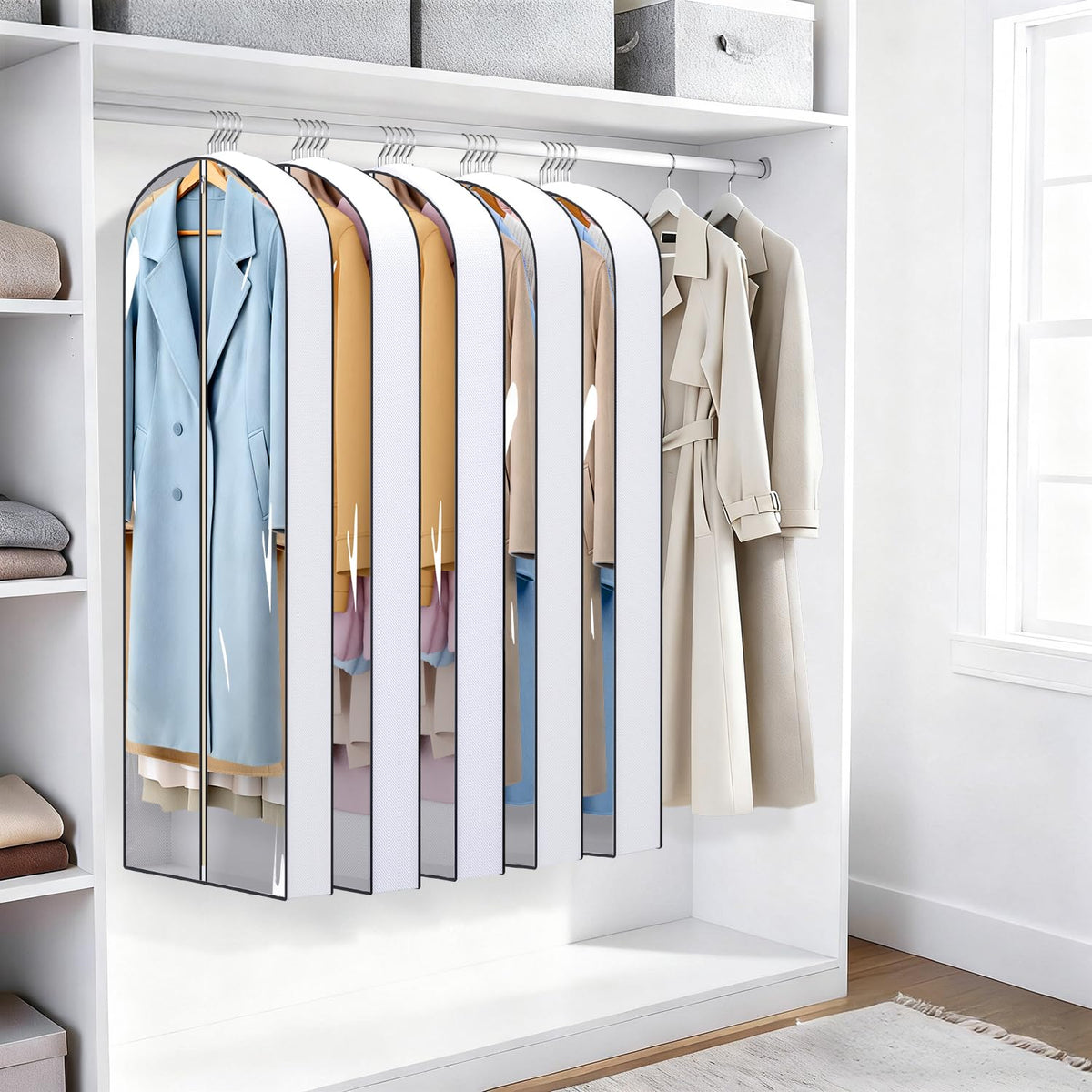 Sleeping Lamb versatile garment protector fits coats, gowns, suits, and wedding attire.