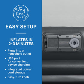 SLEEPLUX air mattress with pillow provides integrated head cushioning for better comfort.