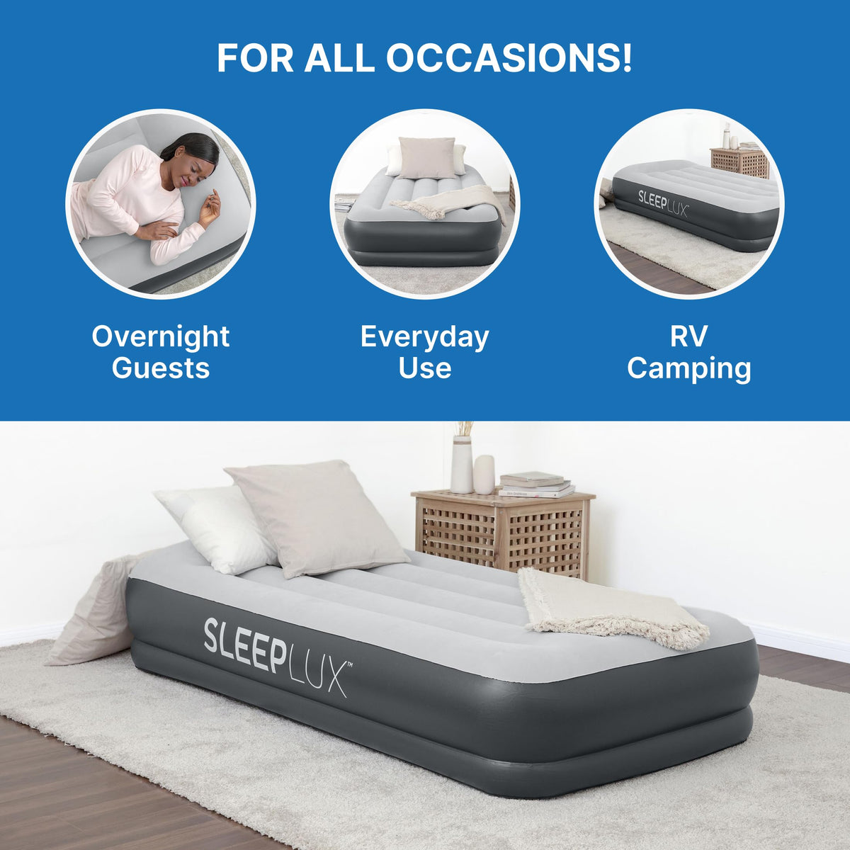 SLEEPLUX screw valve enables easy deflate and compact storage after use.