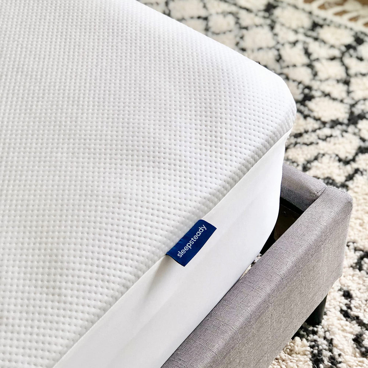 Sleepsteady luxury Tencel queen top surface for breathable cooling comfort.