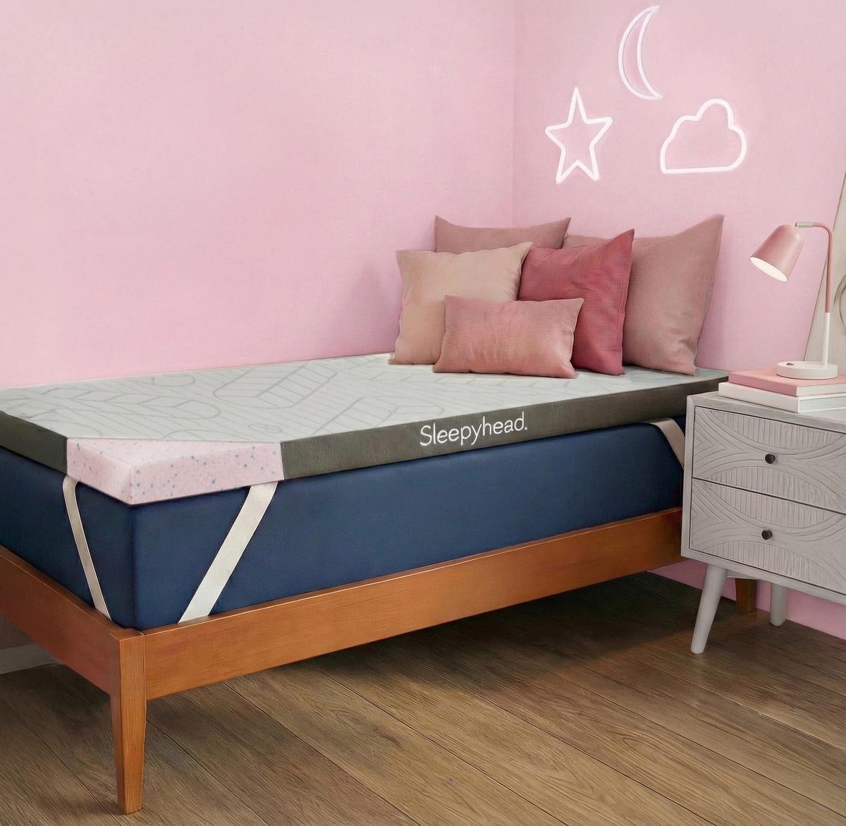 Sleepyhead Twin XL topper with cooling gel for cooler dorm nights