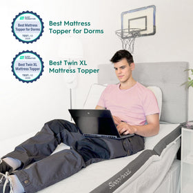 Sleepyhead Twin XL topper designed to fit standard dorm beds 38 by 80 inches