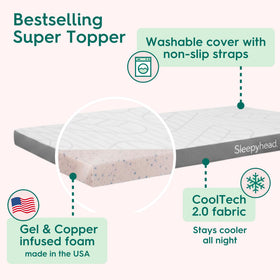 Removable machine-washable cover on Sleepyhead Twin XL topper