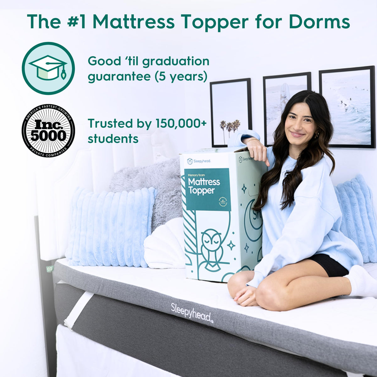 Sleepyhead Twin XL removable cover keeps your dorm bed clean and fresh.