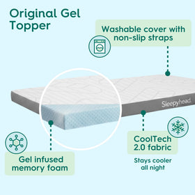 Sleepyhead Twin XL topper fits standard dorm beds for steady support.