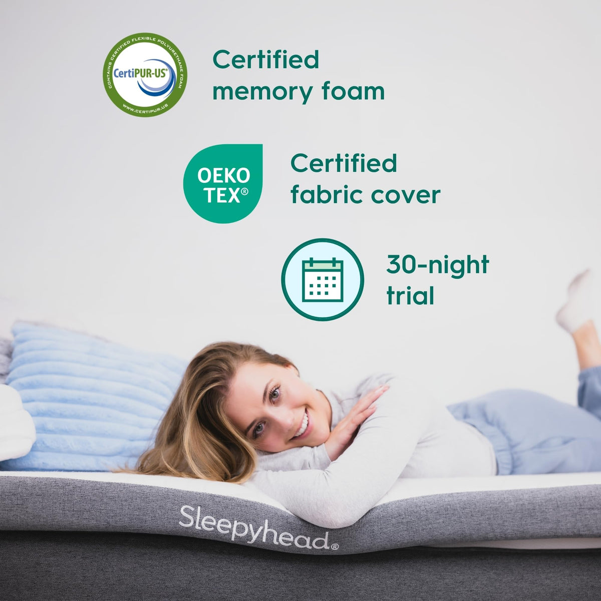 Sleepyhead dorm-room essential transforms a stiff mattress into comfortable sleep.