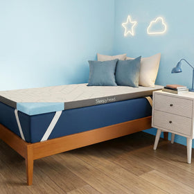 Sleepyhead Twin XL topper with cooling gel foam for cooler dorm nights.