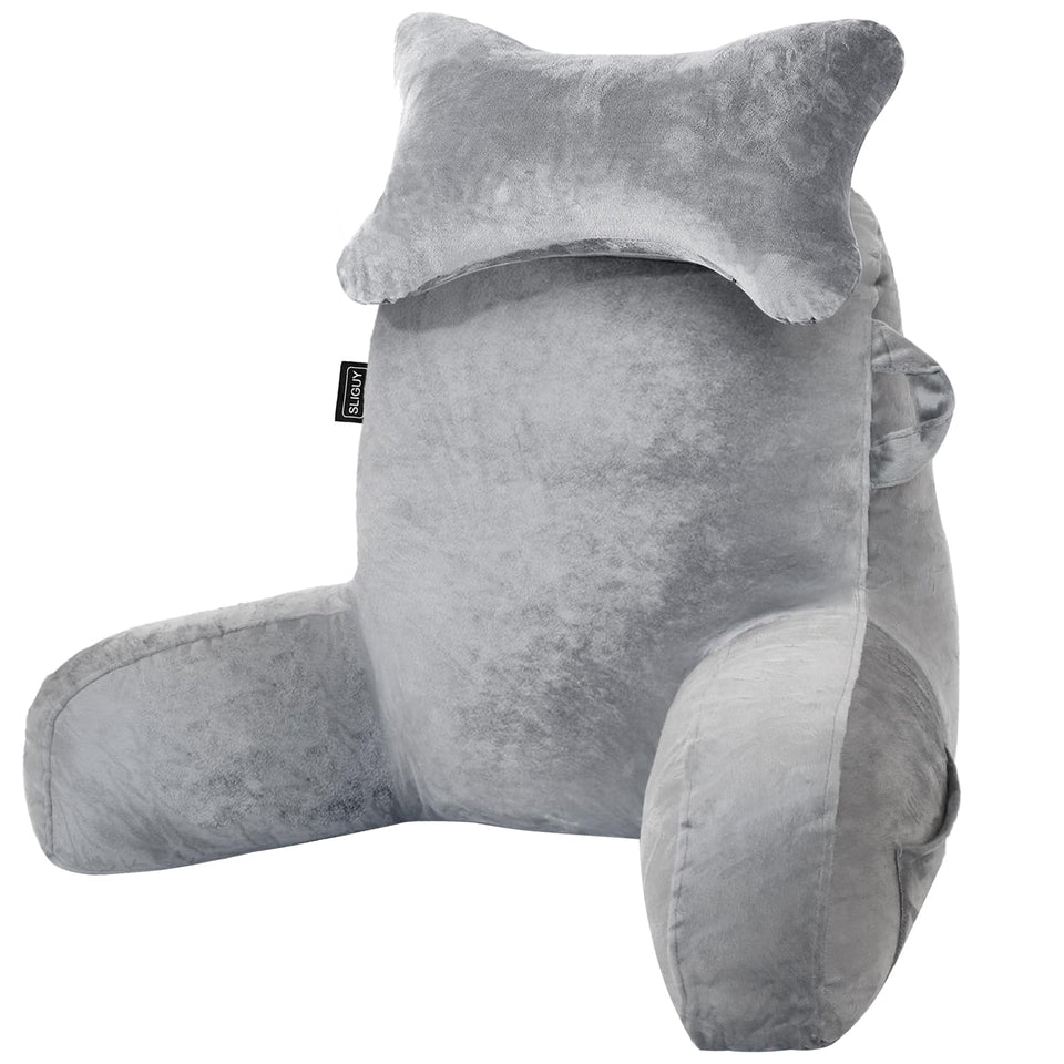 SLIGUY reading pillow backrest supports neck and shoulders for comfortable bed reading.