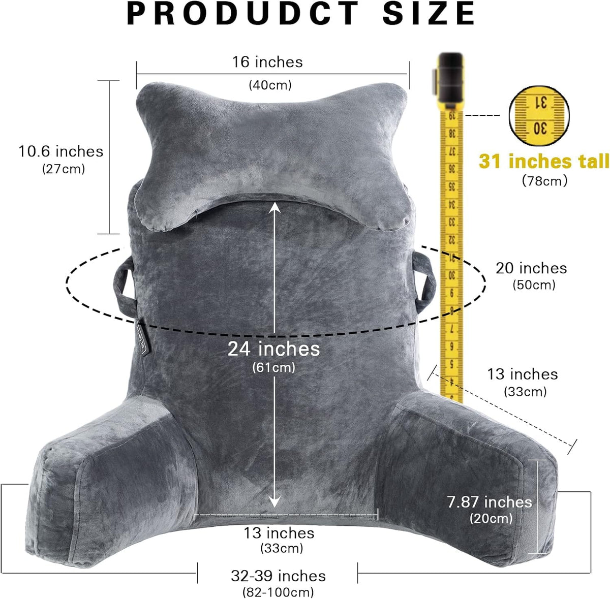 SLIGUY Reading Pillow has a built-in carry handle for easy transport.