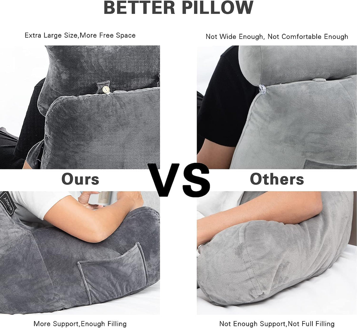 SLIGUY Reading Pillow velvet cover is soft and machine washable for easy care.