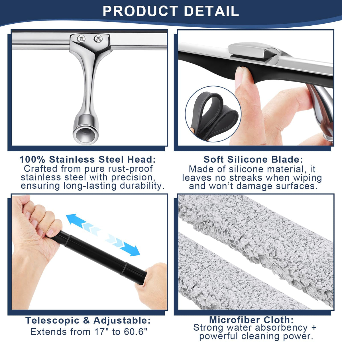 SLIIMU no-assembly-needed squeegee pole for fast setup.