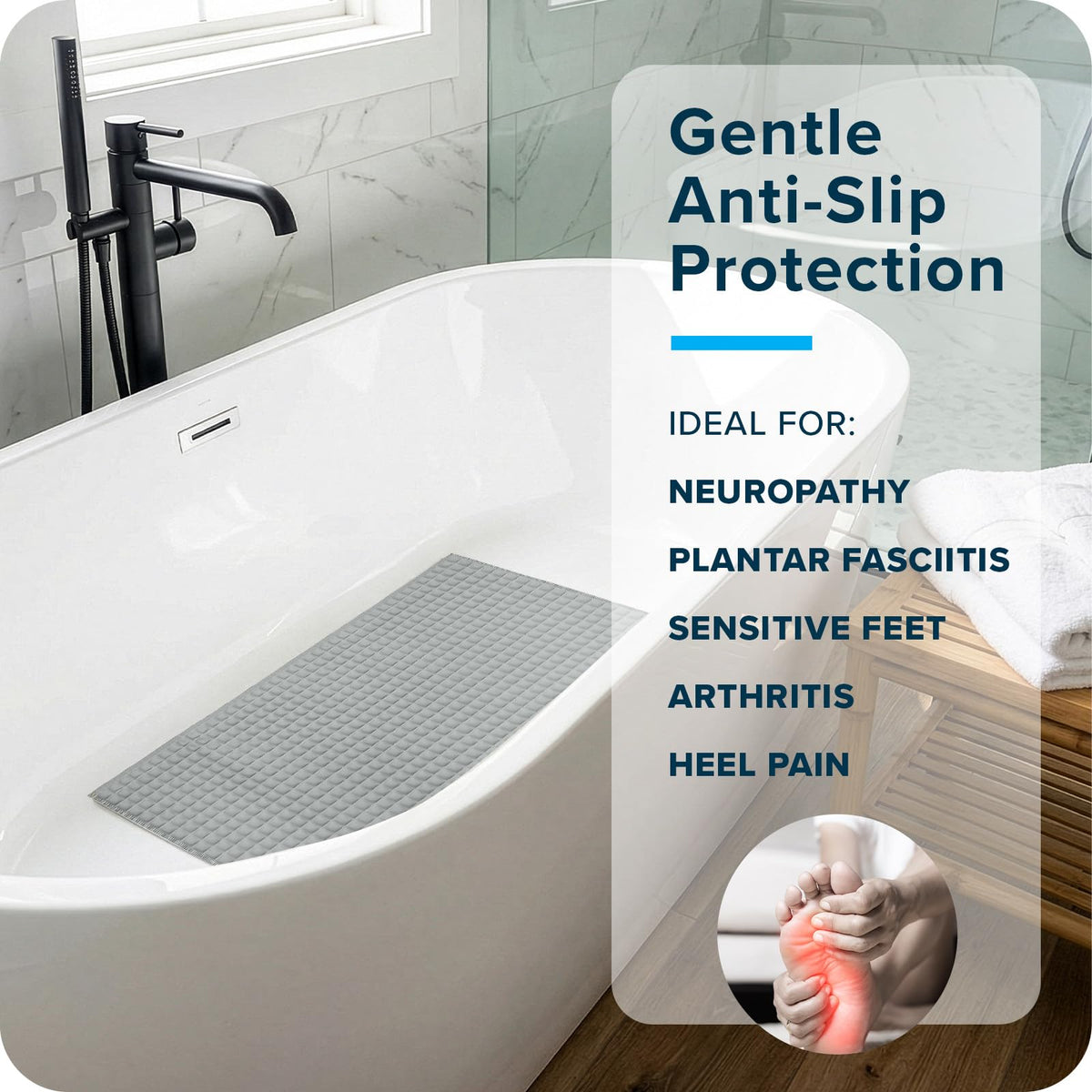 SlipX Solutions PillowTop Bath Mat easy cleaning and quick drying