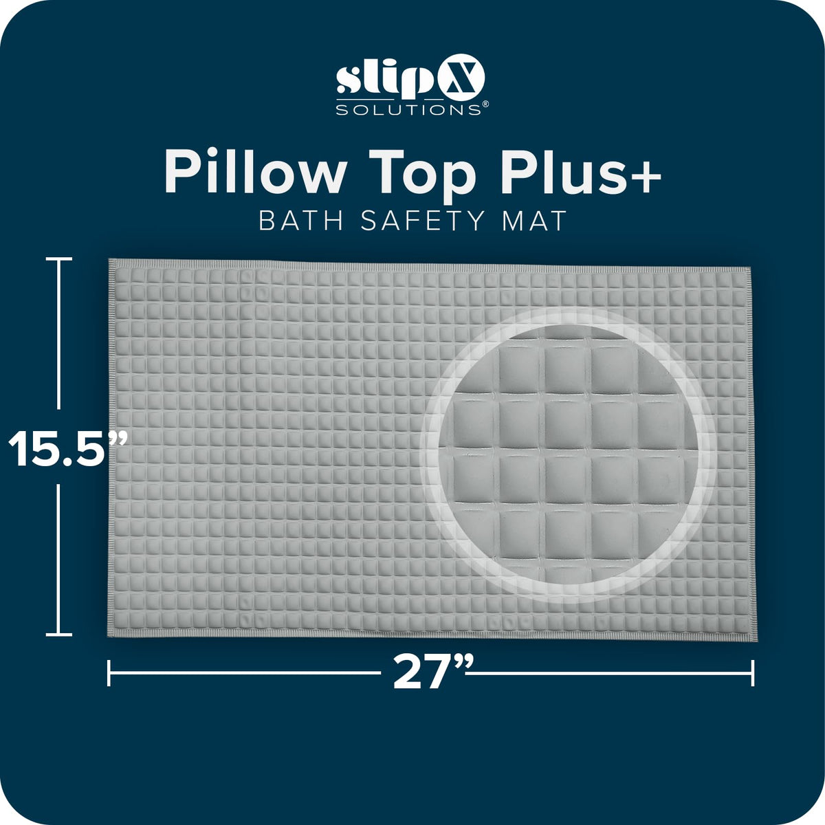 SlipX Solutions PillowTop Bath Mat in gray complements any bathroom style