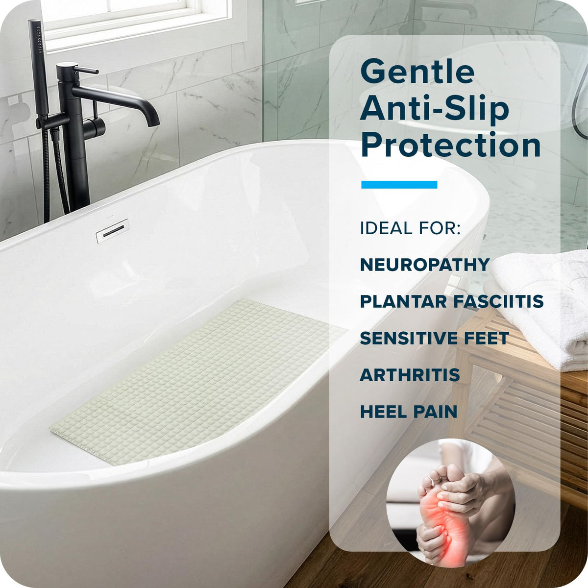 Machine-washable PillowTop Bath Mat facilitates easy cleaning