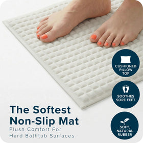 SlipX Solutions PillowTop Bath Mat suction cups grip tub surface