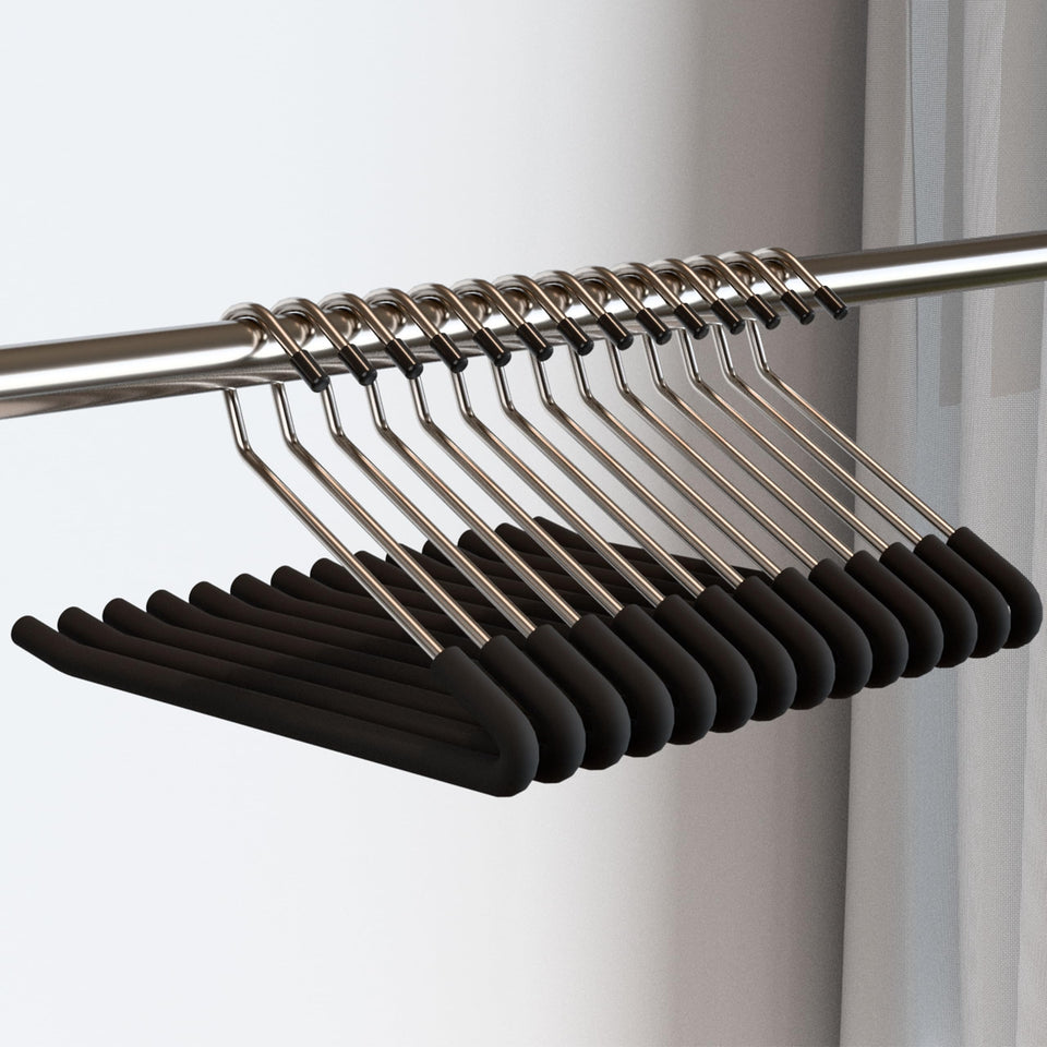 SLMT pants hangers Open Ended 10 Pack on rod for quick outfit changes