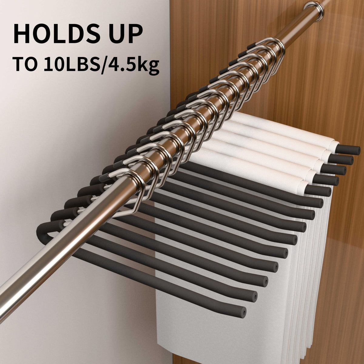 SLMT space-saving design fits standard closet rods for organized wardrobe