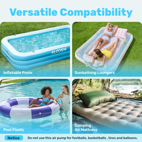 SLOOSH portable air mattress pump ready for bed setup.