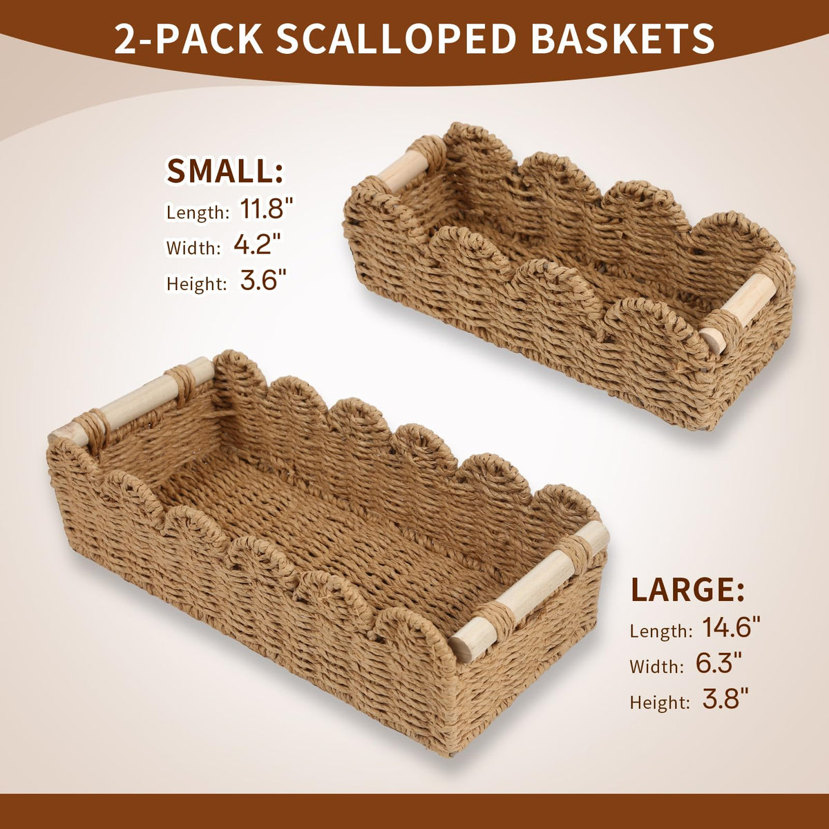 SlopHaul beige scalloped edge basket adds decorative storage to any room.