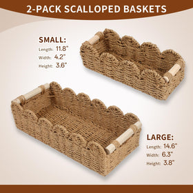 SlopHaul beige scalloped edge basket adds decorative storage to any room.