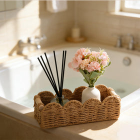 SlopHaul basket with wooden handles for easy carrying between spaces.