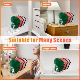 Sloworld cap display holds 28 caps for practical bedroom organization.