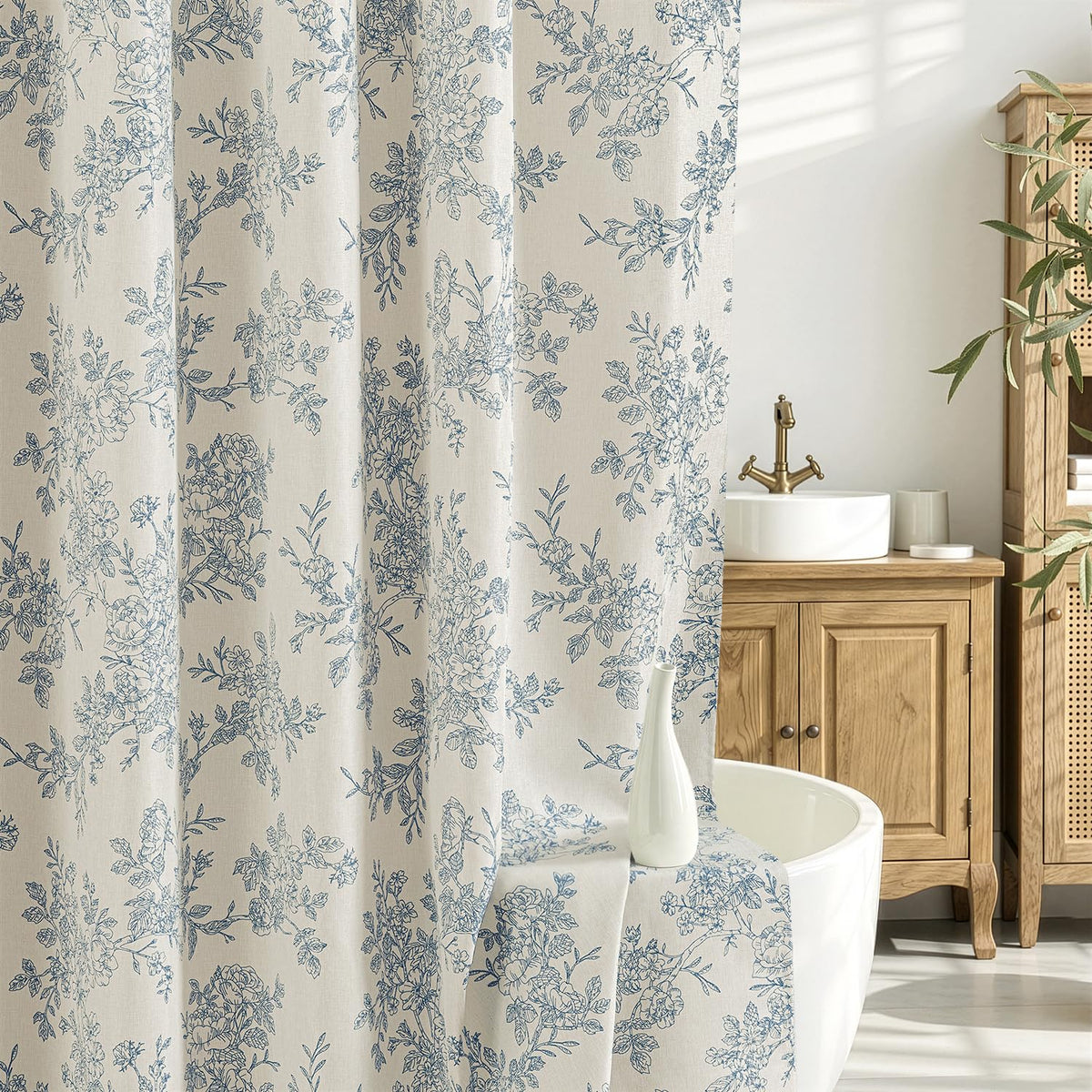 Slozzi vibrant floral print enhances cottagecore bathroom decor with scenic appeal.