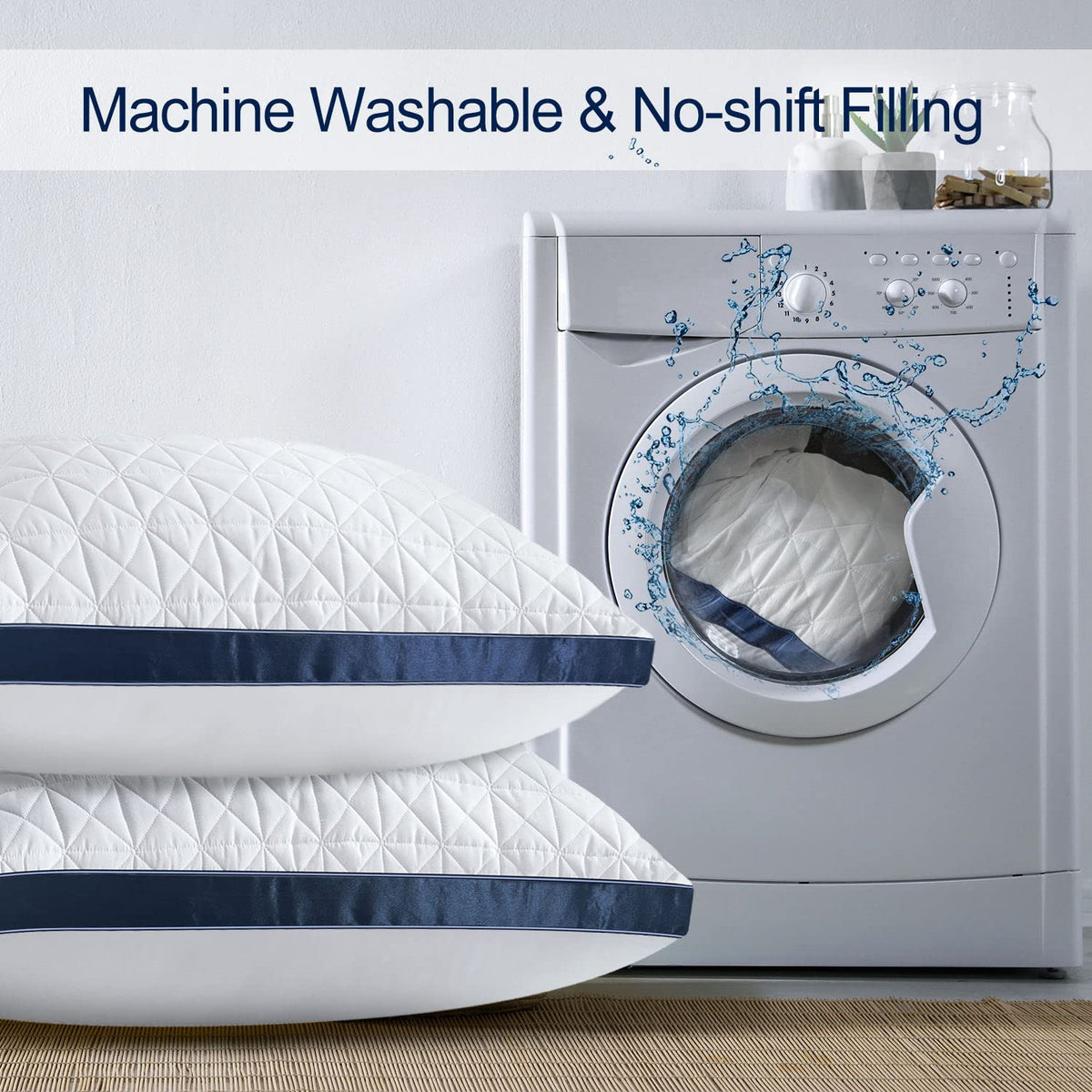 Slybear machine washable king-size pillow for easy care and long-lasting plumpness