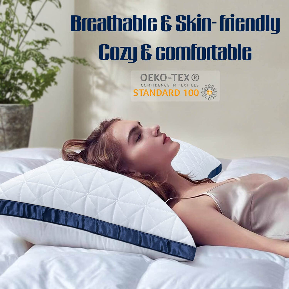 Slybear pillow with breathable cover and cooling fabric for comfortable sleep.