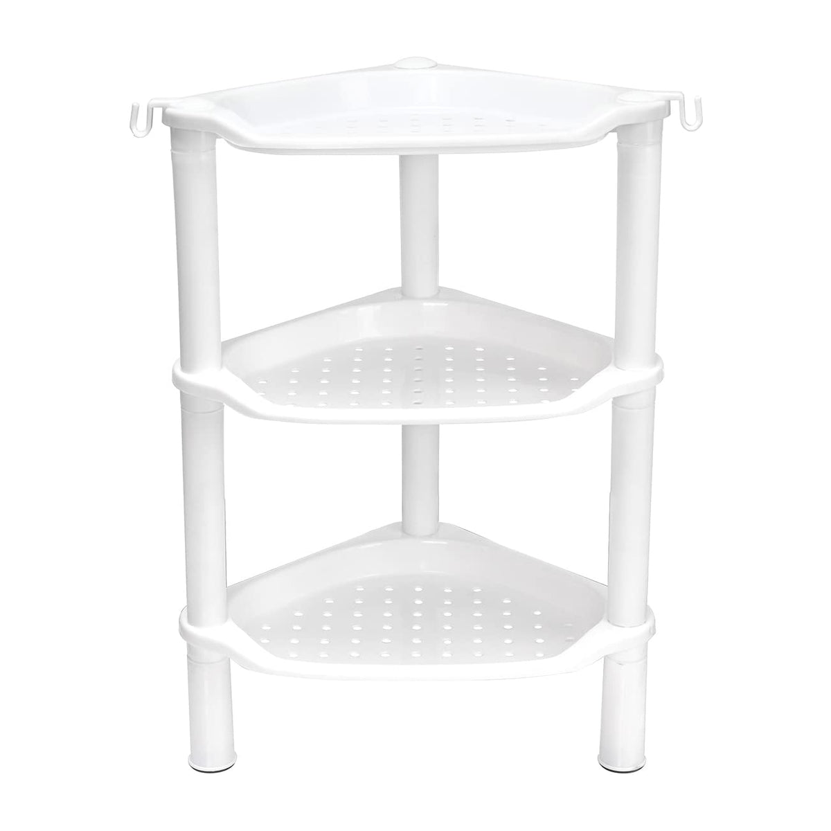 SLZBCY corner shower shelf depth view shows moisture resistance and compact footprint.