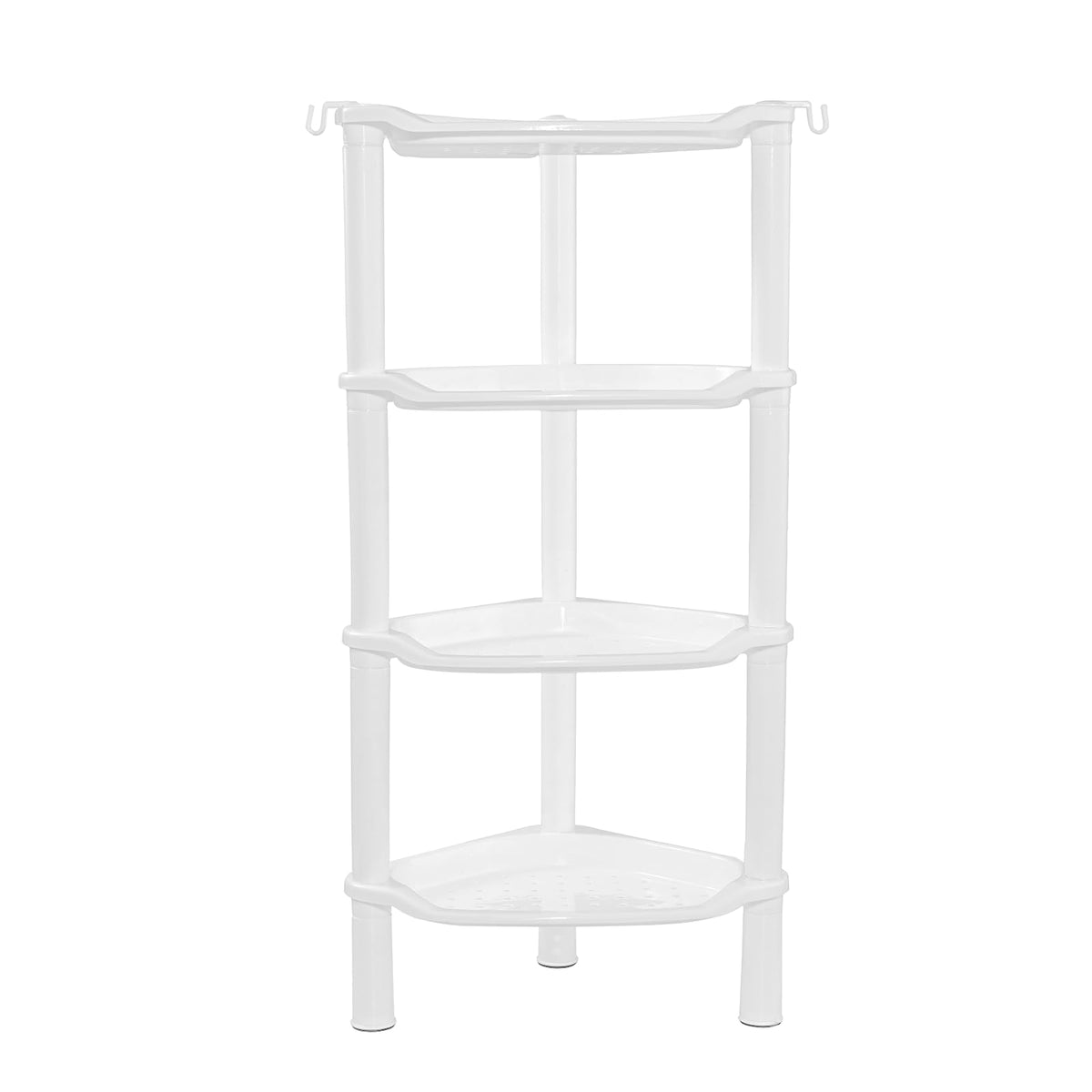 SLZBCY four-tier corner shower caddy with round slots keeps bottles organized and dry