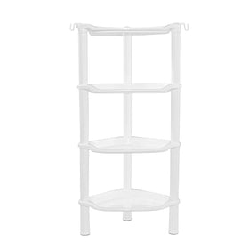 SLZBCY four-tier corner shower caddy with round slots keeps bottles organized and dry