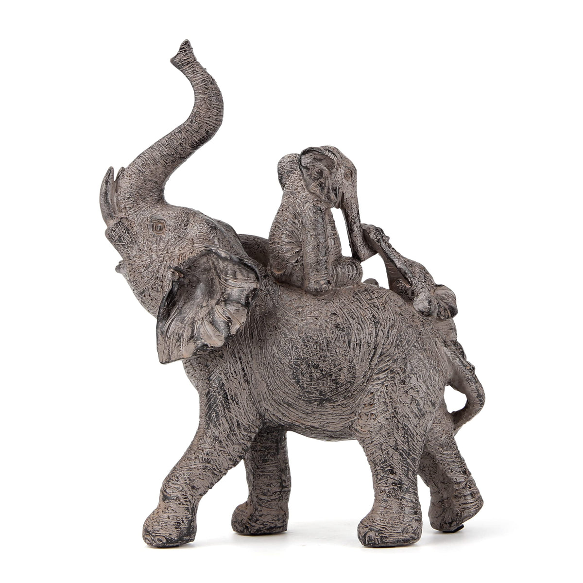 Smadeer elephant statue, family detail showing two babies climbing.